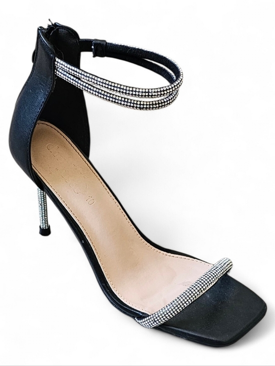 Charlotte Russe Black Rhinestone Heel Sandals Size 10 - Picture 3 of 10